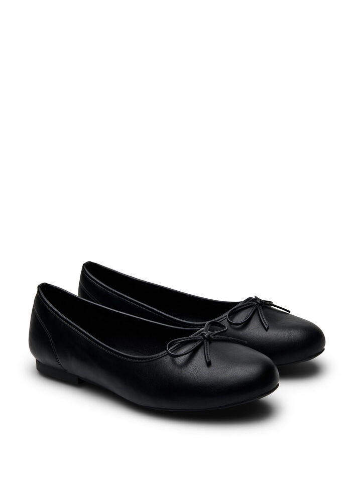 Wide fit - Ballerinas with a bow, Black, Packshot image number 1