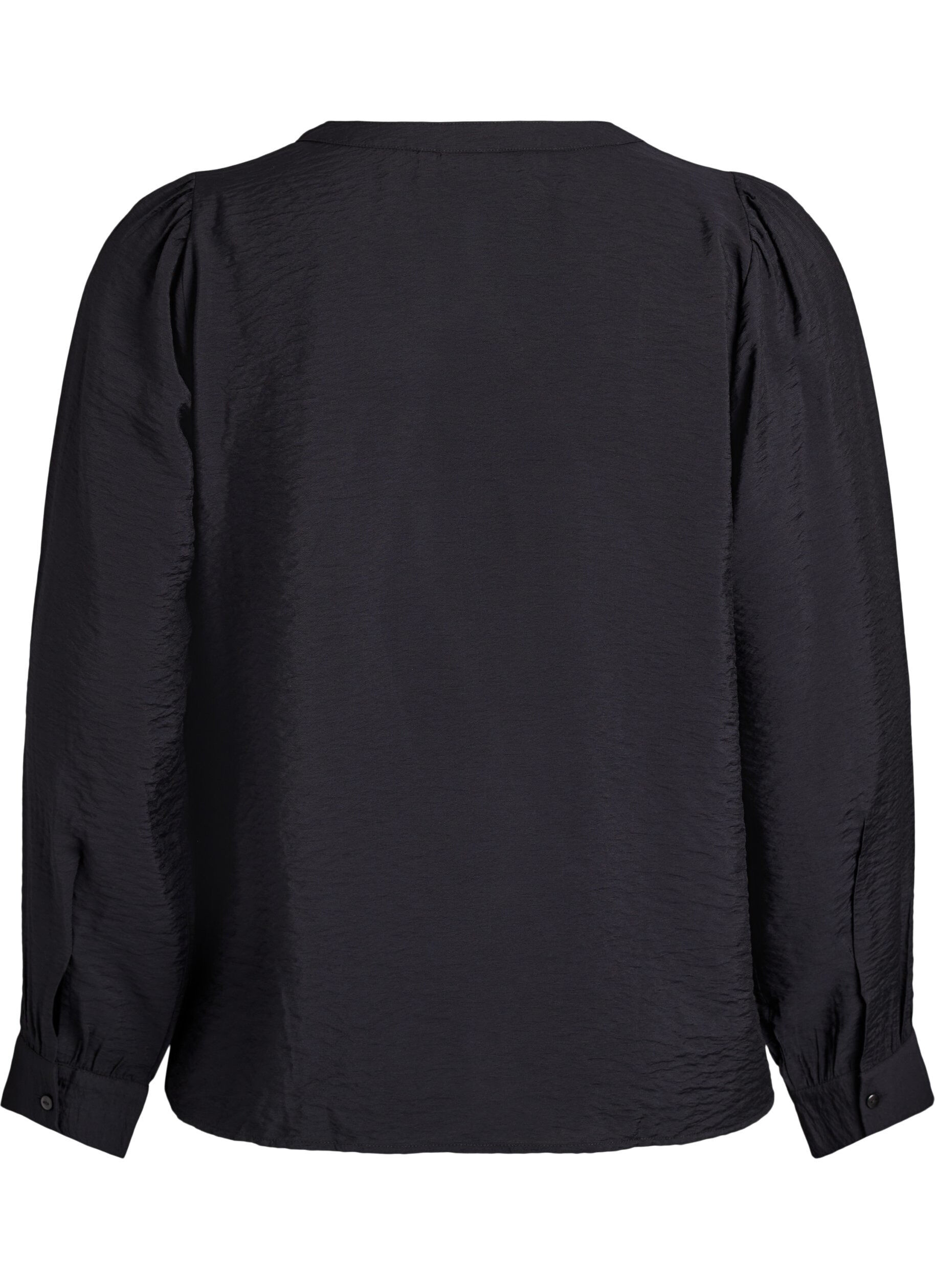 Zizzifashion Blouse with V-neck and embroidered bands, Black, Packshot image number 1