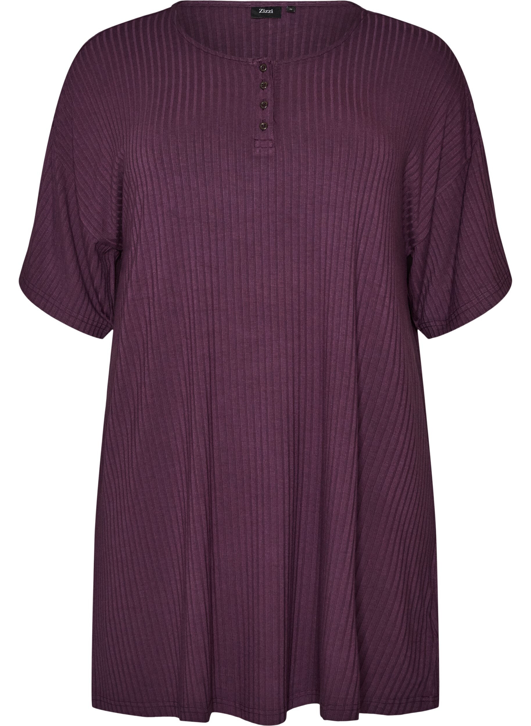 ZizzifashionNightgown in viscose jersey with a ribbed texture, Purple, Packshot image number 0