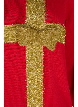 Christmas Jumper in lurex, Red W/gold lurex, Packshot image number 3
