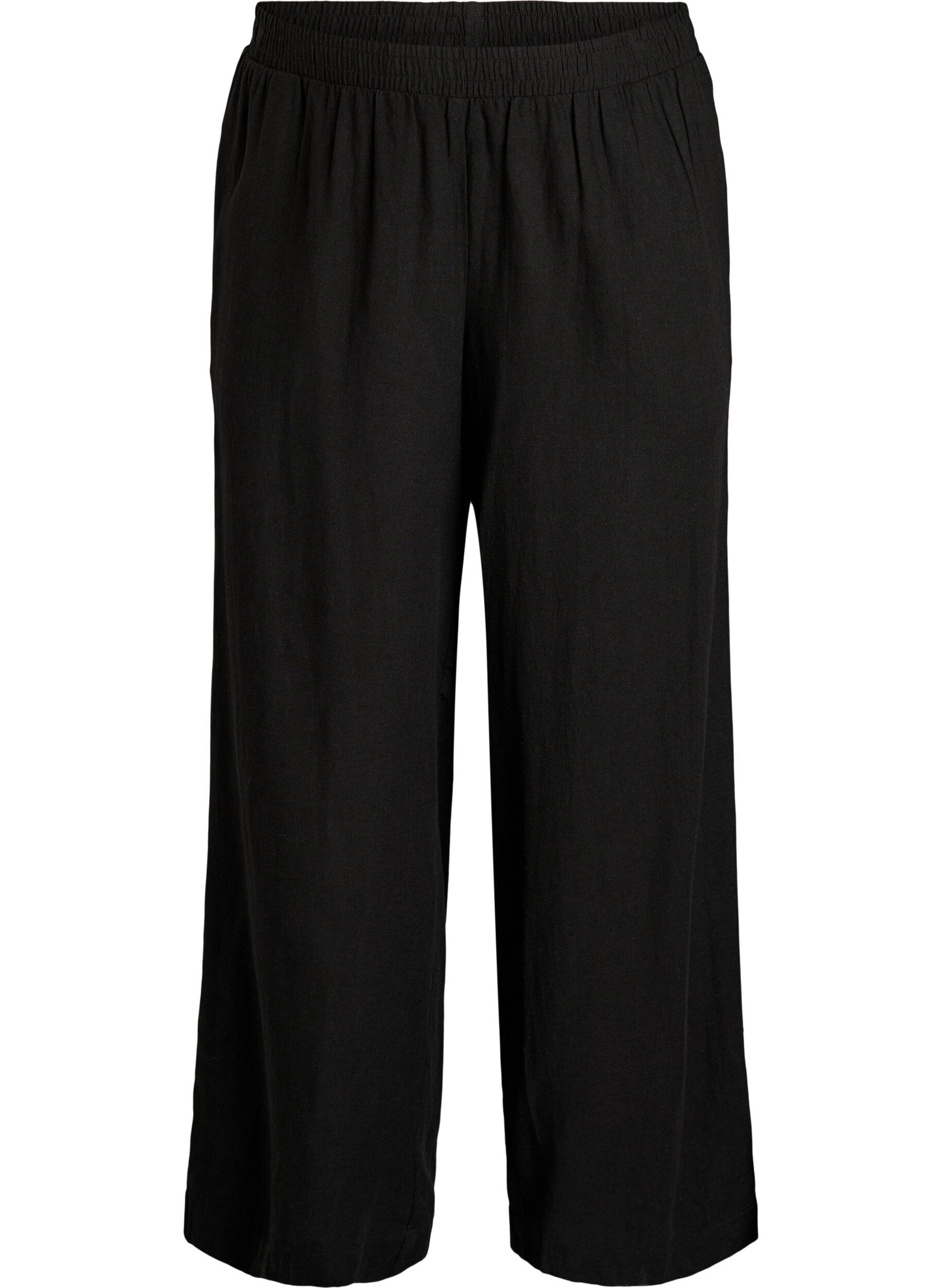 Wide-leg linen and viscose trousers