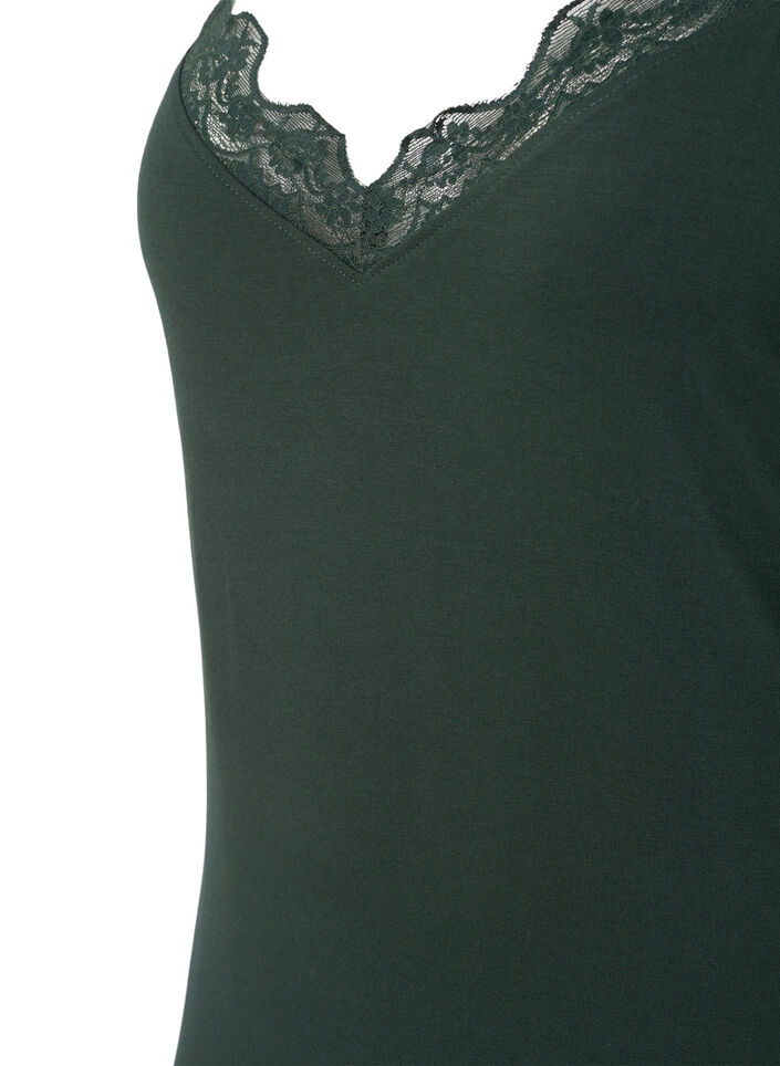 Viscose nightgown with lace trim, Green, Packshot image number 2