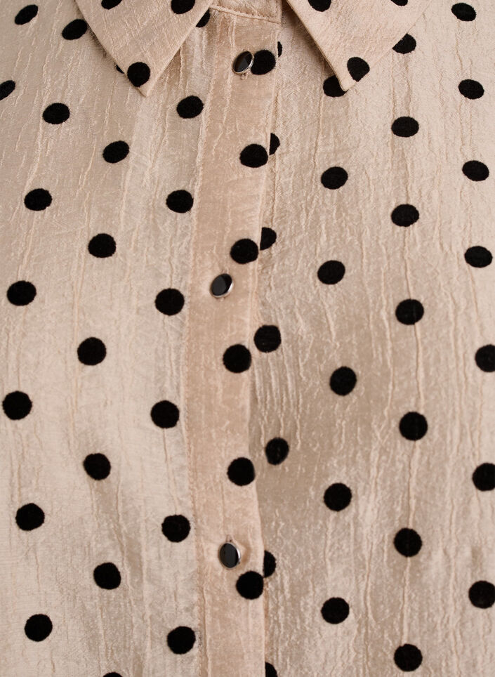 Midi shirt dress with polka dots and 3/4 sleeves, Beige, Packshot image number 2