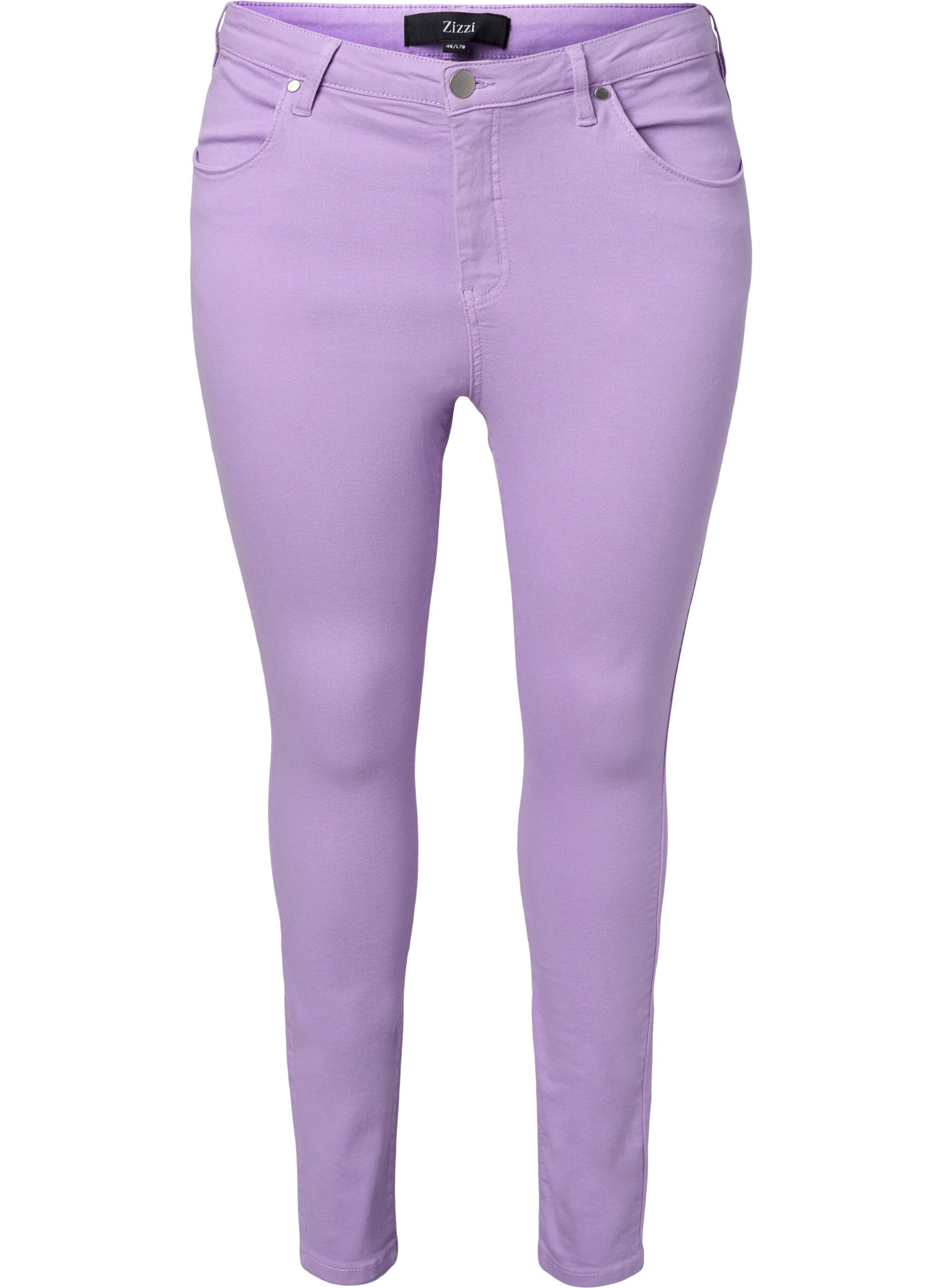 Zizzifashion High waisted Amy jeans with super slim fit, Lavender, Packshot image number 0