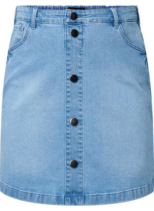 Denim skirt with a-shape, Light blue denim, Packshot image number 0