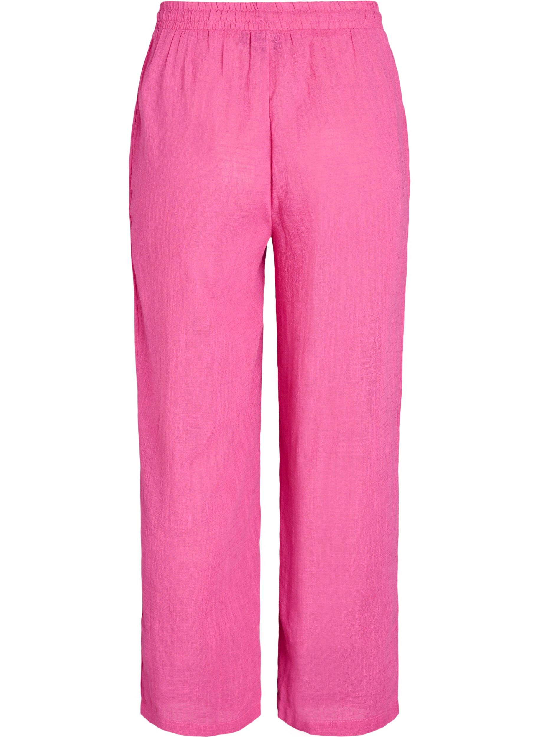 Zizzifashion FLASH - Straight fit trousers with high waist, Pink, Packshot image number 1