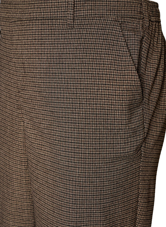 Trousers with small check pattern and straight legs, Brown, Packshot image number 2