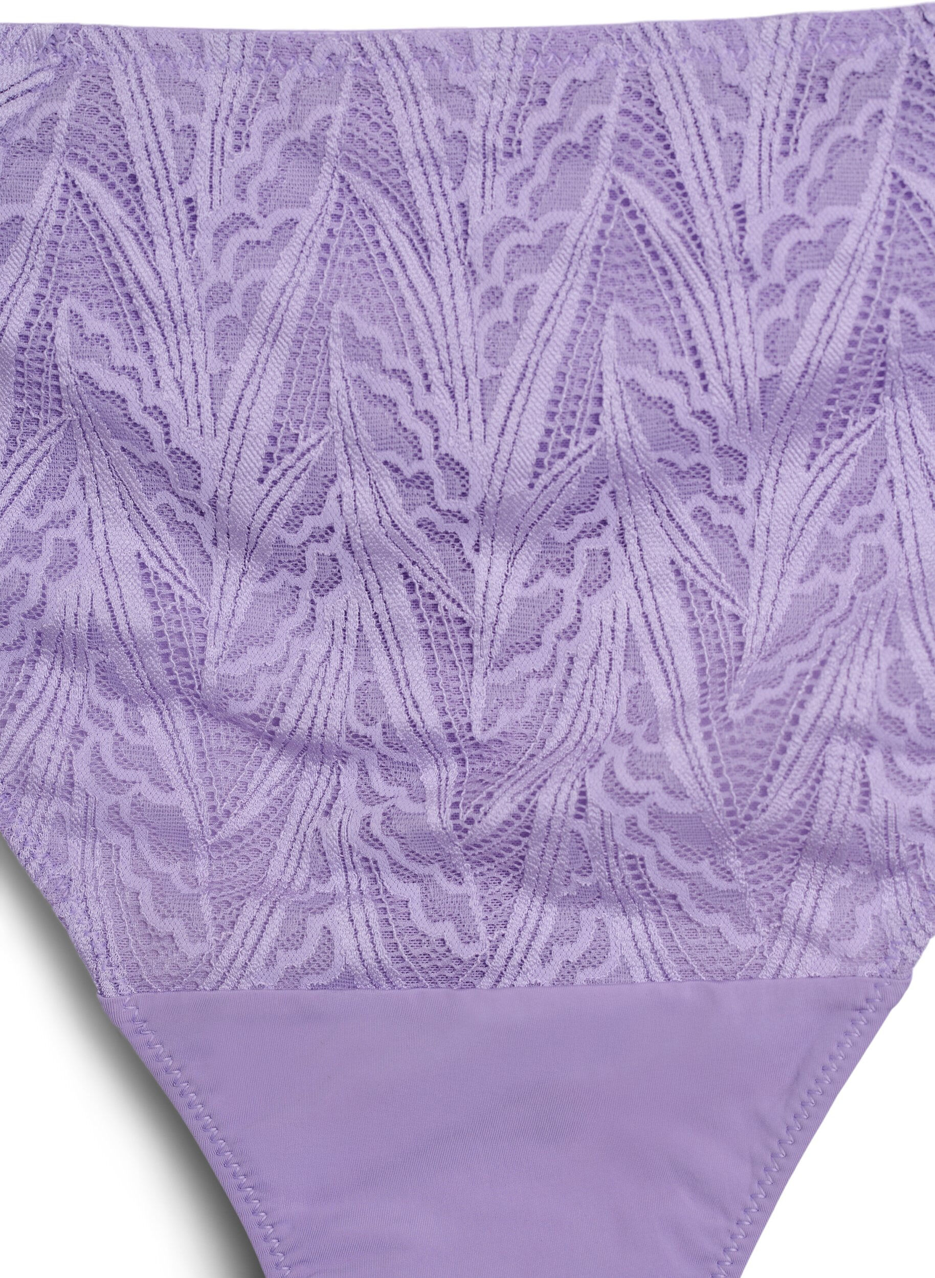 Zizzifashion G-string briefs with lace and a regular waist, Purple, Packshot image number 2