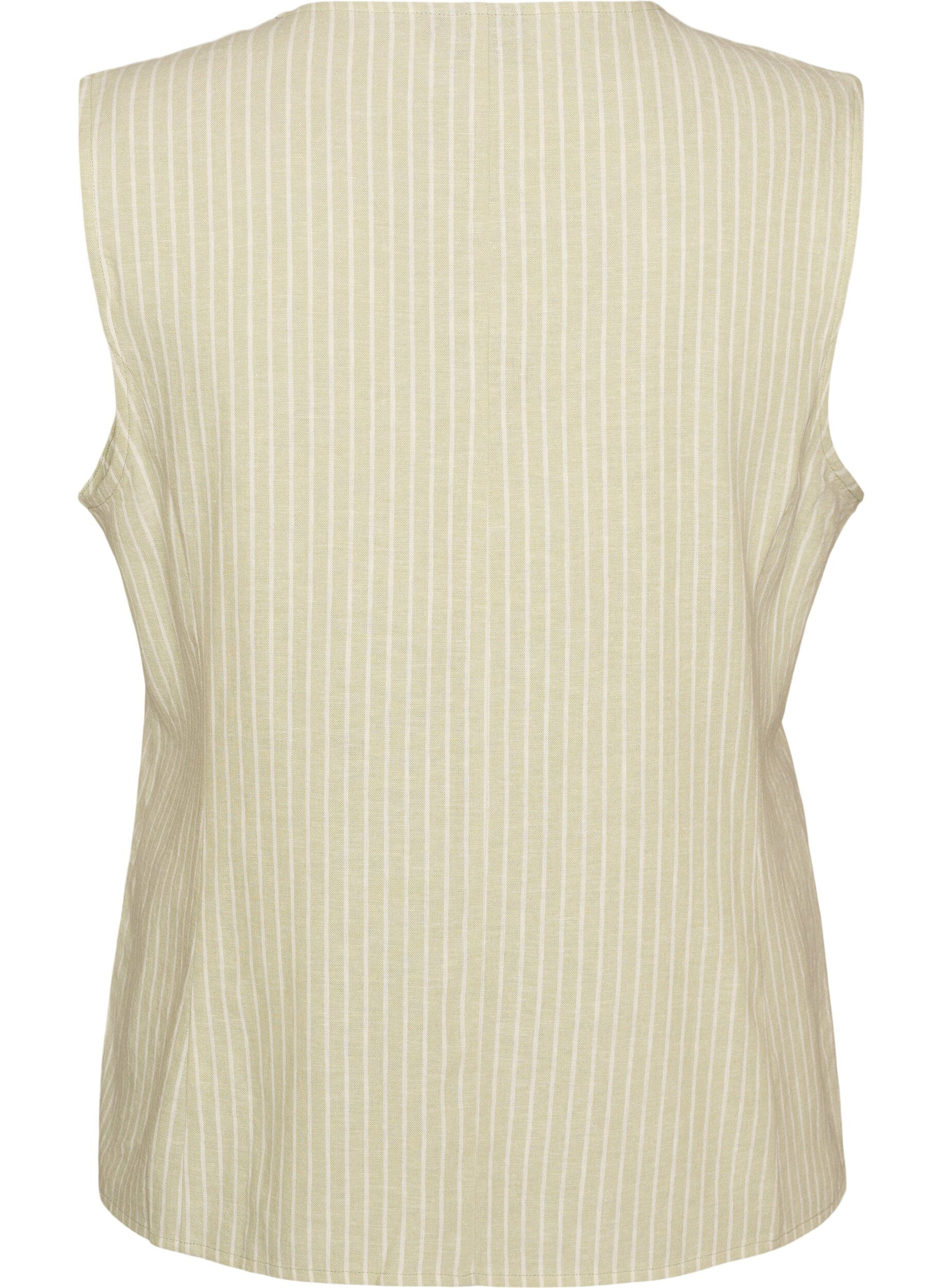 Zizzifashion Striped vest in linen and viscose, Green, Packshot image number 1