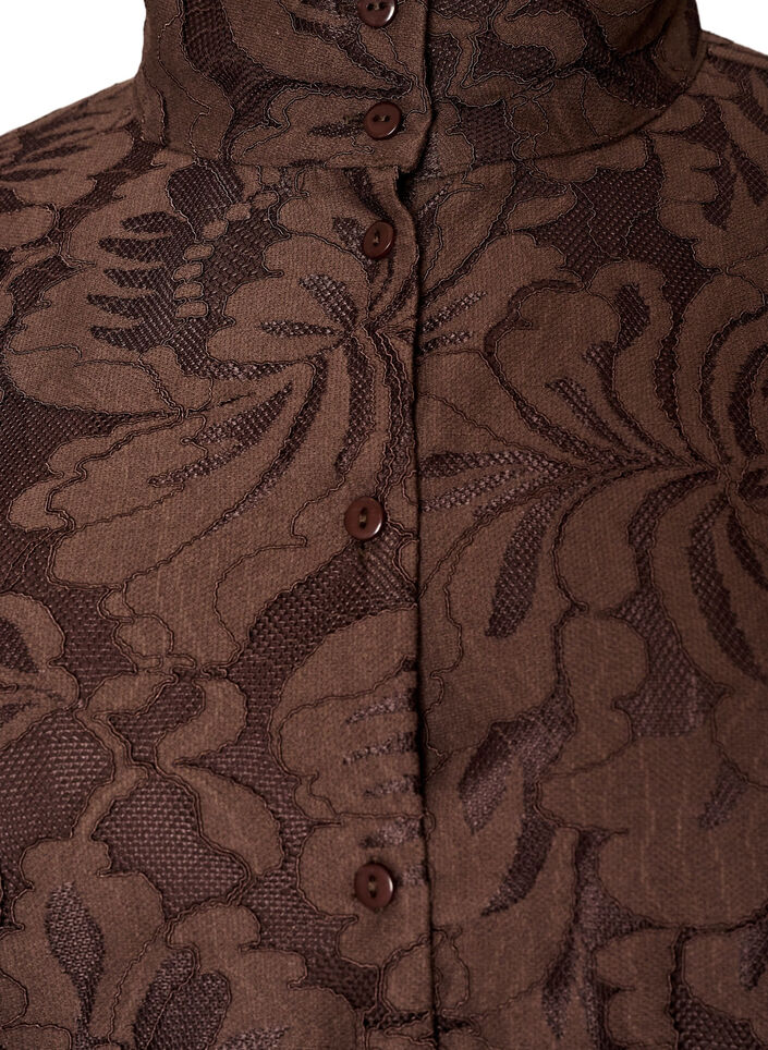Bomber jacket with floral jacquard, Brown, Packshot image number 2