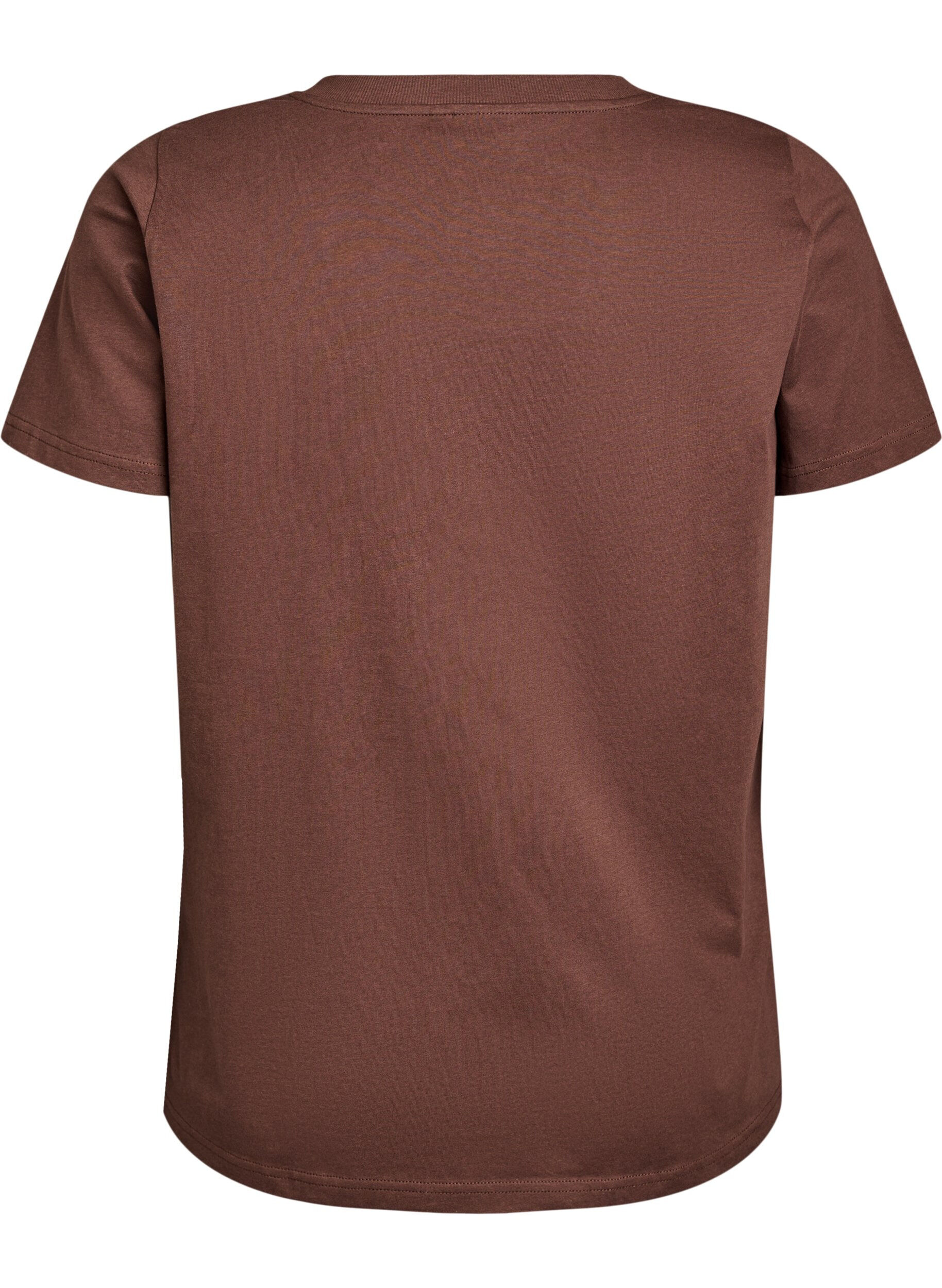Zizzifashion Basic cotton T-shirt with a V-neck, Brown, Packshot image number 1