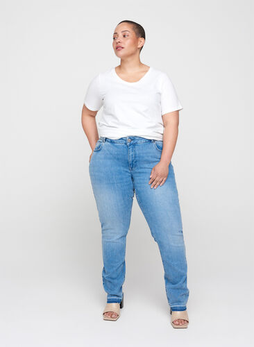 Slim fit Emily jeans with regular waist rise, Blue denim, Model image number 0