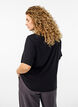 Short-sleeved woven blouse with round neck, Black, Model image number 2