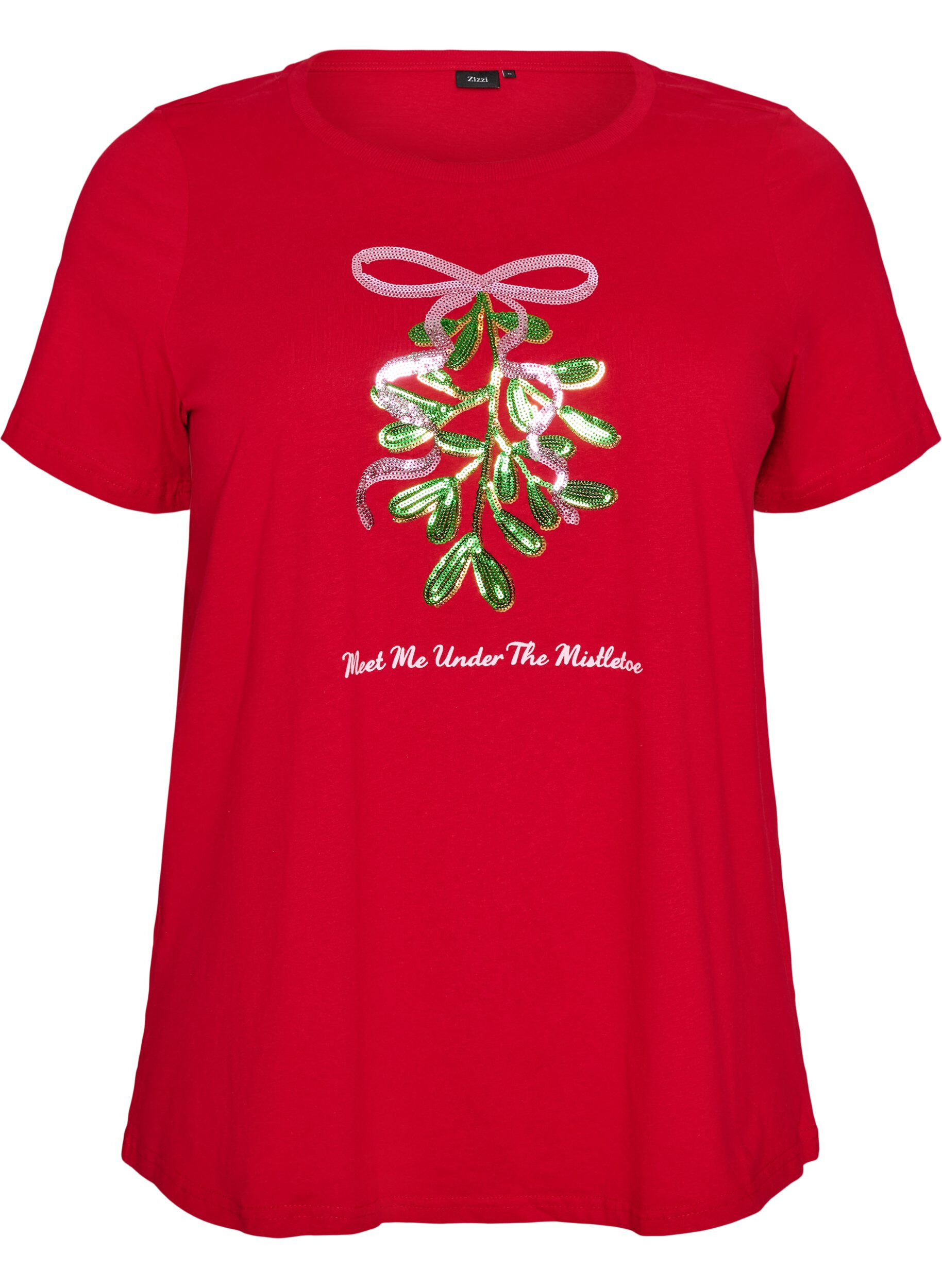 ZizzifashionChristmas t-shirt in organic cotton, Red, Packshot image number 0