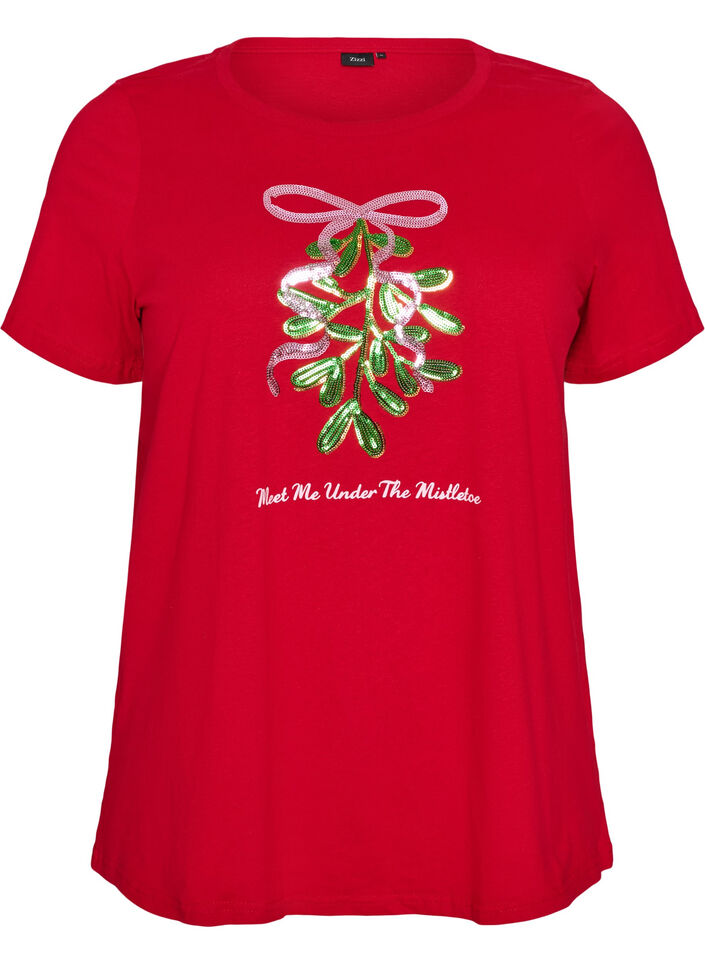 Christmas t-shirt in organic cotton, Red, Packshot image number 0