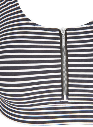 Striped bikini top with zip detail, Navy Striped, Packshot image number 2