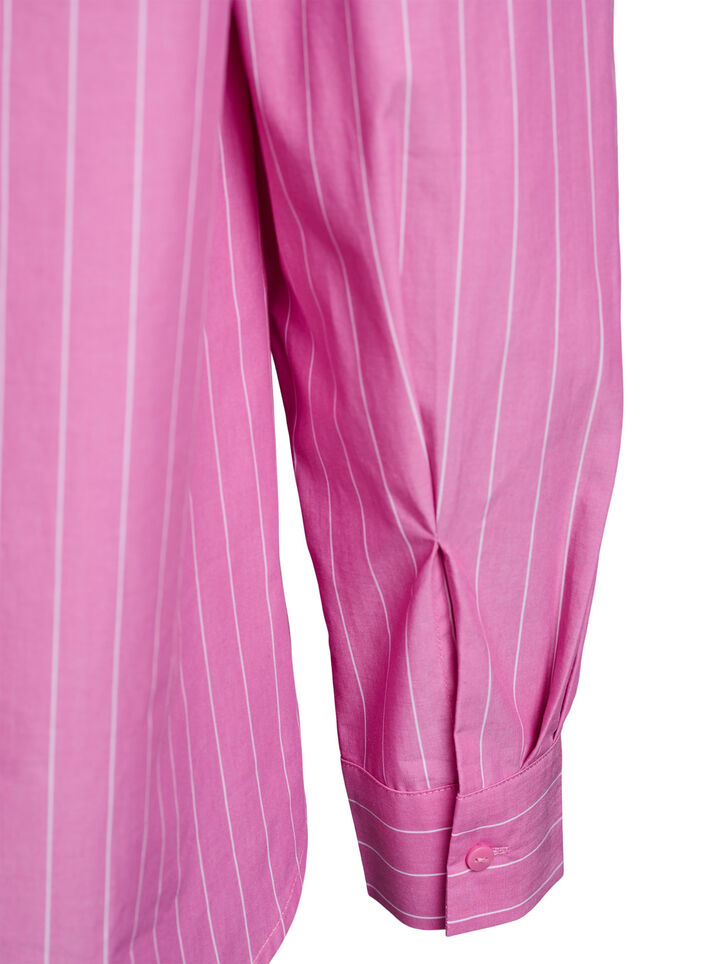 Shirt blouse with pinstripes and tie detail at the back, Pink, Packshot image number 3