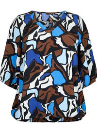 Viscose blouse with print and smock