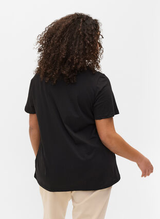 Cotton t-shirt with a v-neck, Black Love Leo, Model image number 1