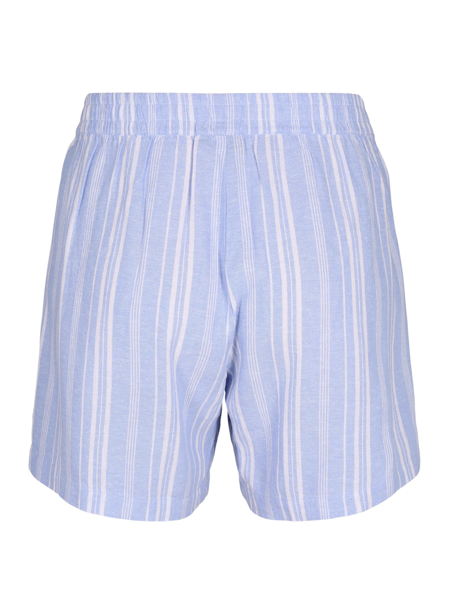 Zizzifashion Striped shorts in a linen-viscose blend, Light Blue, Packshot image number 1