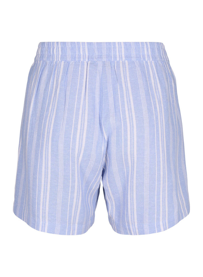 Striped shorts in a linen-viscose blend, Light Blue, Packshot image number 1