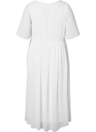 Maxi dress with pleats and short sleeves, Bright White, Packshot image number 1