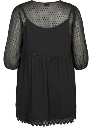 Textured tunic with 3/4 length sleeves, Black, Packshot image number 1