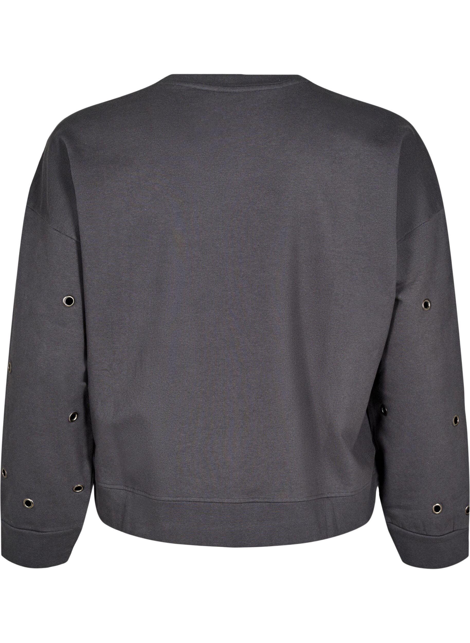 Zizzifashion Sweatshirt with eyelets, Dark Grey, Packshot image number 1