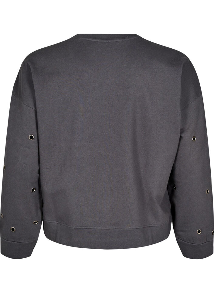 Sweatshirt with eyelets, Dark Grey, Packshot image number 1