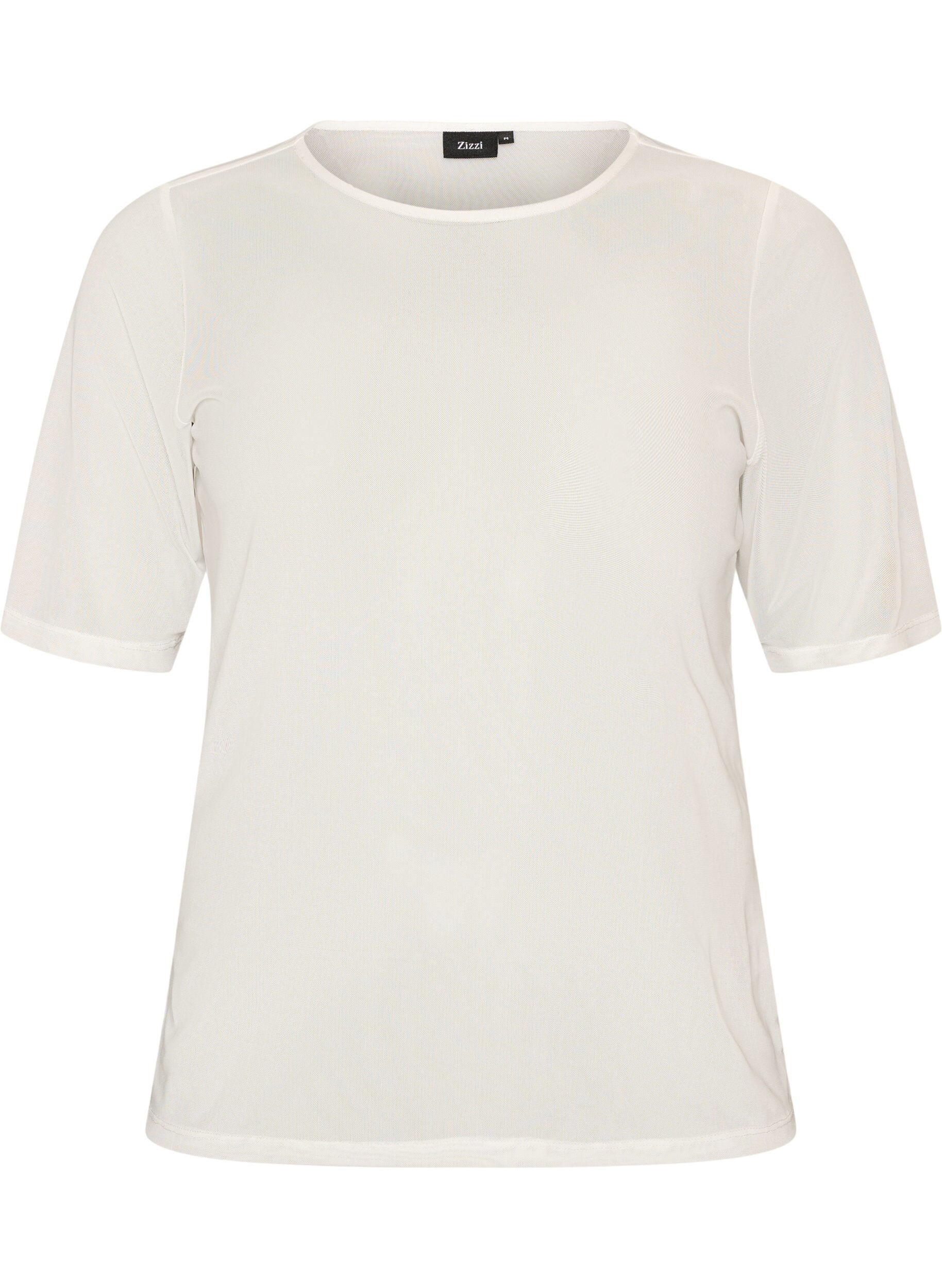 Zizzifashion Mesh top with short sleeves and round neck, Vanilla, Packshot image number 0