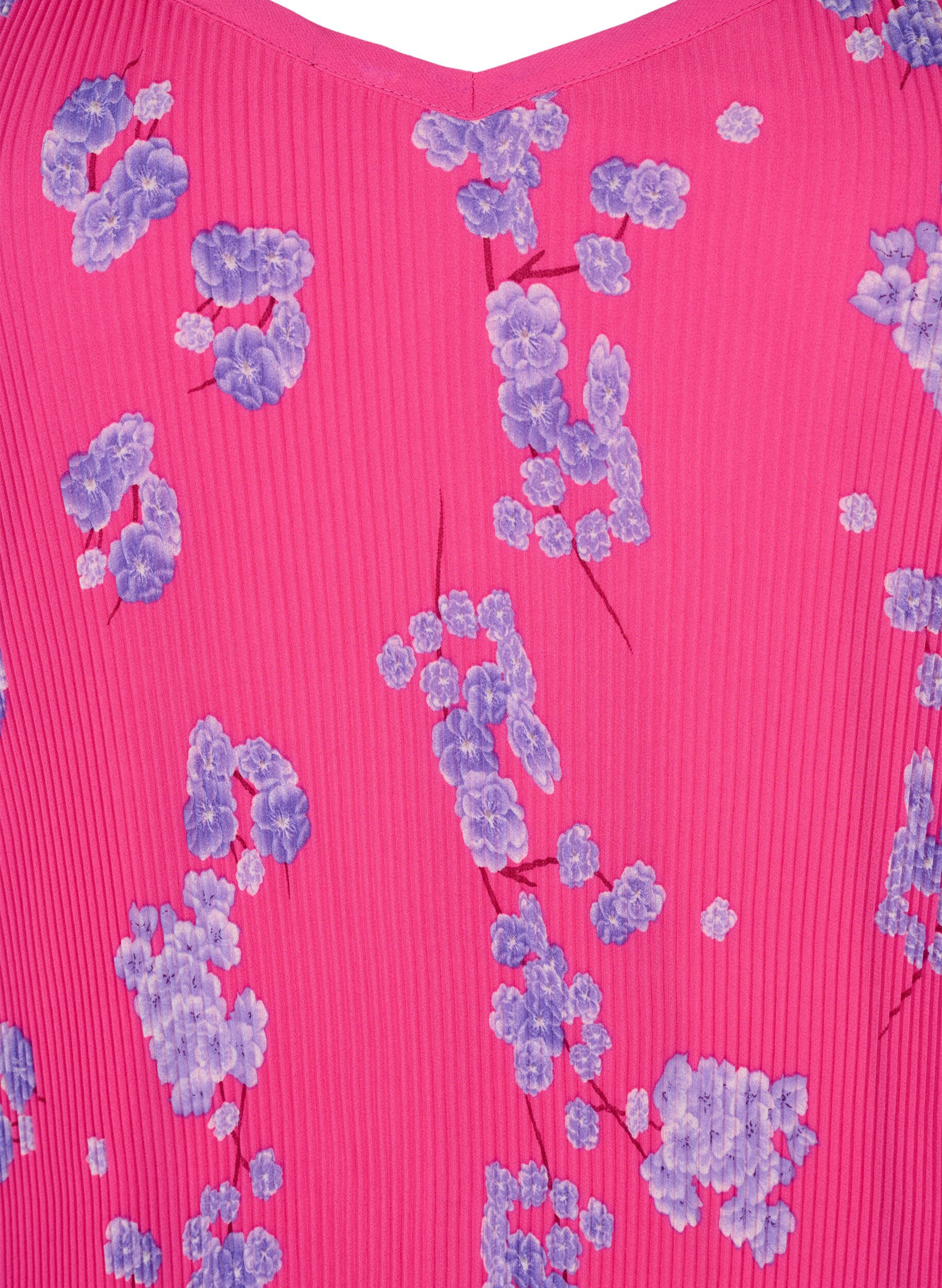 Zizzifashion Pleated sleeveless top, Beetroot Purple AOP, Packshot image number 2