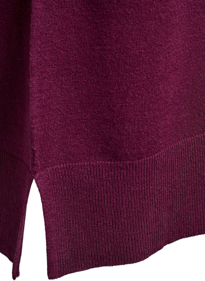 Short knitted dress with raglan sleeves and a centre seam, Dark Bordeaux, Packshot image number 3