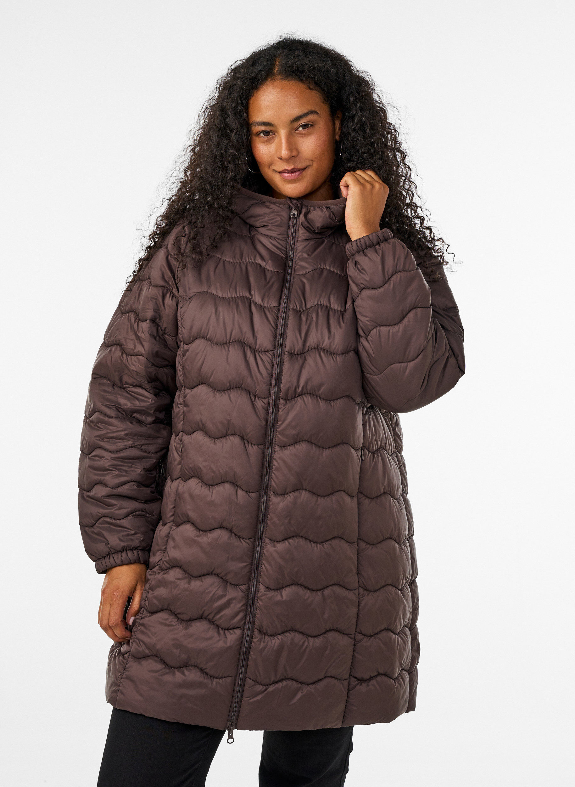 Quilted jacket, Brown, Model