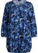 Short cotton dress with an elasticated hem and long sleeves, Blue, Packshot image number 0