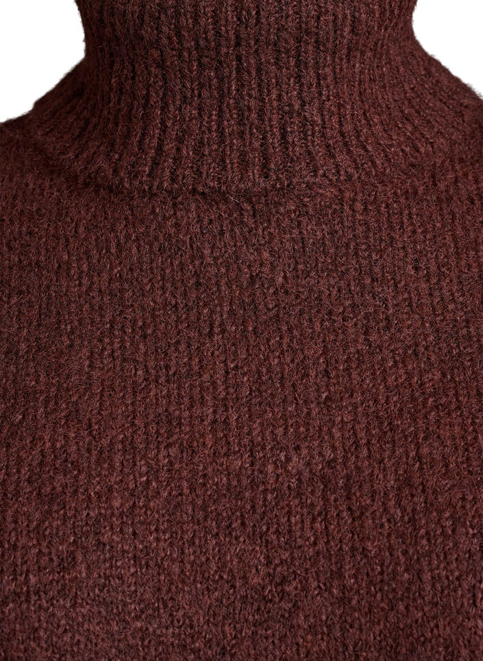 Sleeveless knitted vest with turtleneck, Brown, Packshot image number 2