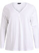 Long-sleeved t-shirt with V-neck and buttons, White, Packshot image number 0