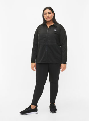 Sports cardigan with quilt and zip, Black, Model image number 2