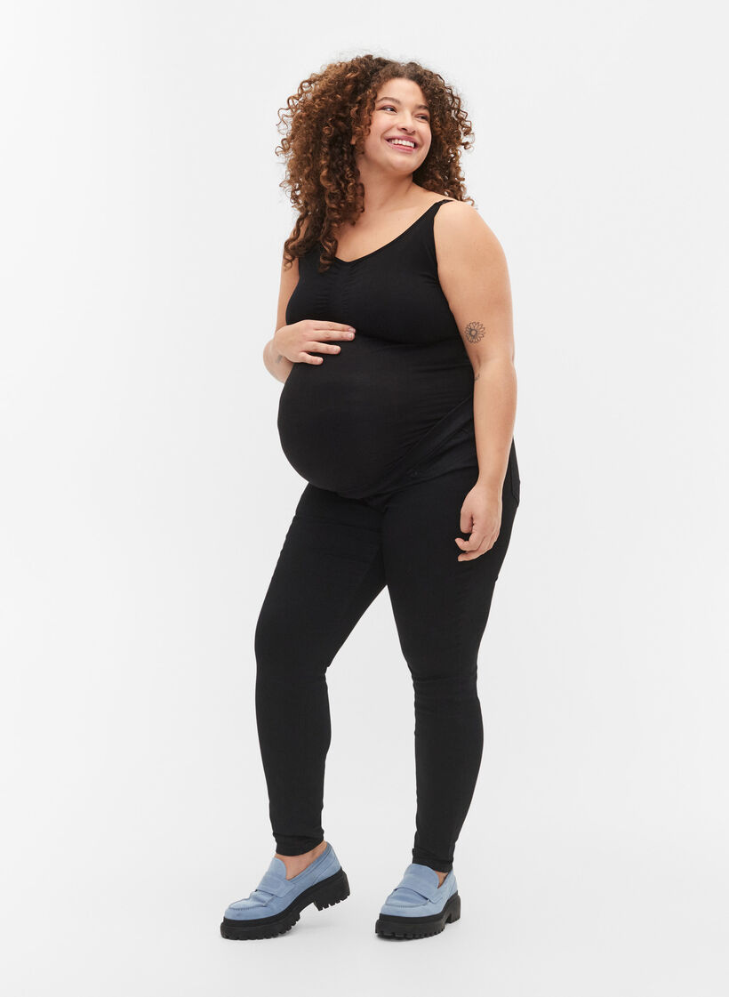 Pregnancy jeggings in cotton mix, Black, Model image number 0