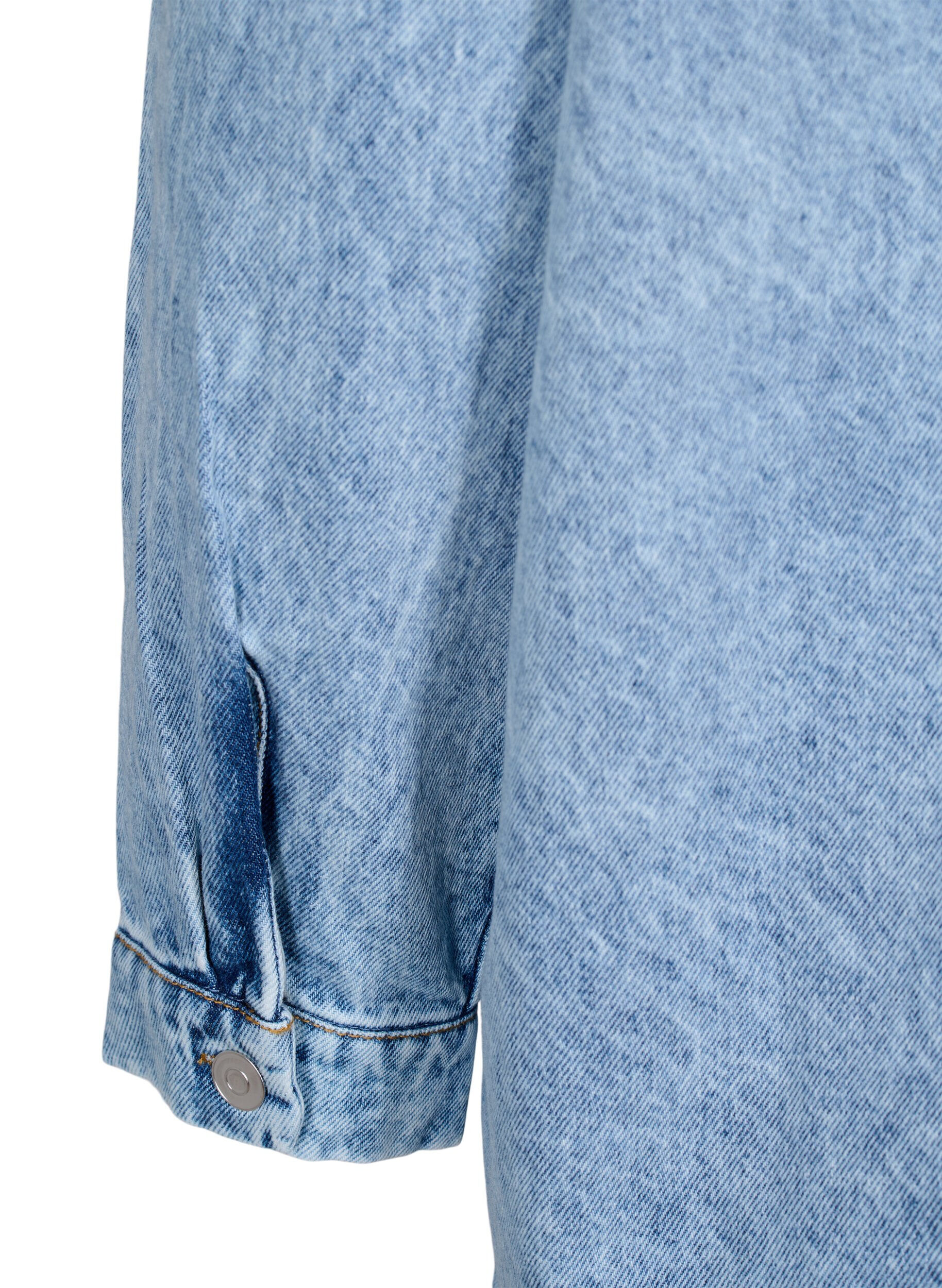 Zizzifashion Loose-fitting denim jacket with buttons, Light blue denim, Packshot image number 4