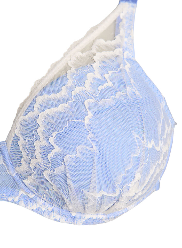 Padded bra with lace and mesh, Blue, Packshot image number 2