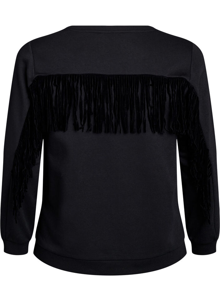 Sweatshirt with fringes, Black, Packshot image number 1