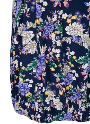 Short-sleeved viscose dress with print, Blue Flower AOP, Packshot image number 3