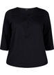 Cotton top with 3/4 sleeves, Black, Packshot image number 0