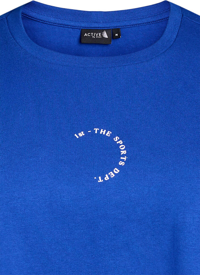 Sporty T-shirt in organic cotton, Blue, Packshot image number 2