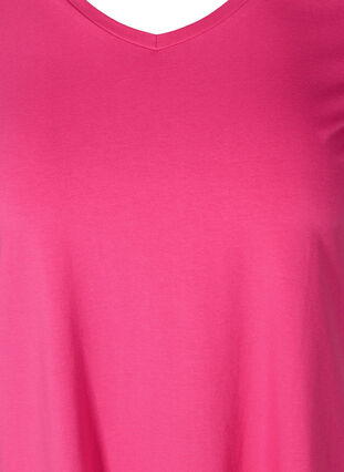 Basic t-shirt with v-neck, Fuchsia Purple, Packshot image number 2