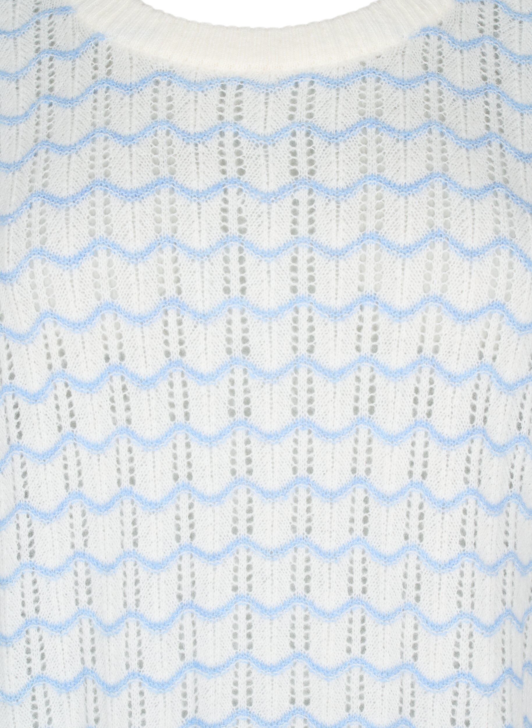 Zizzifashion Loose-fitting knitted blouse with a wavy pattern, Cloud Dancer Comb, Packshot image number 2