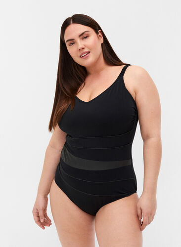 Swimsuit with V-neckline, Black, Model image number 0