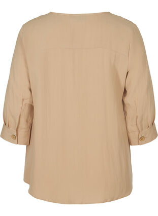 Viscose blouse with buttons and v-neck, Light Taupe , Packshot image number 1