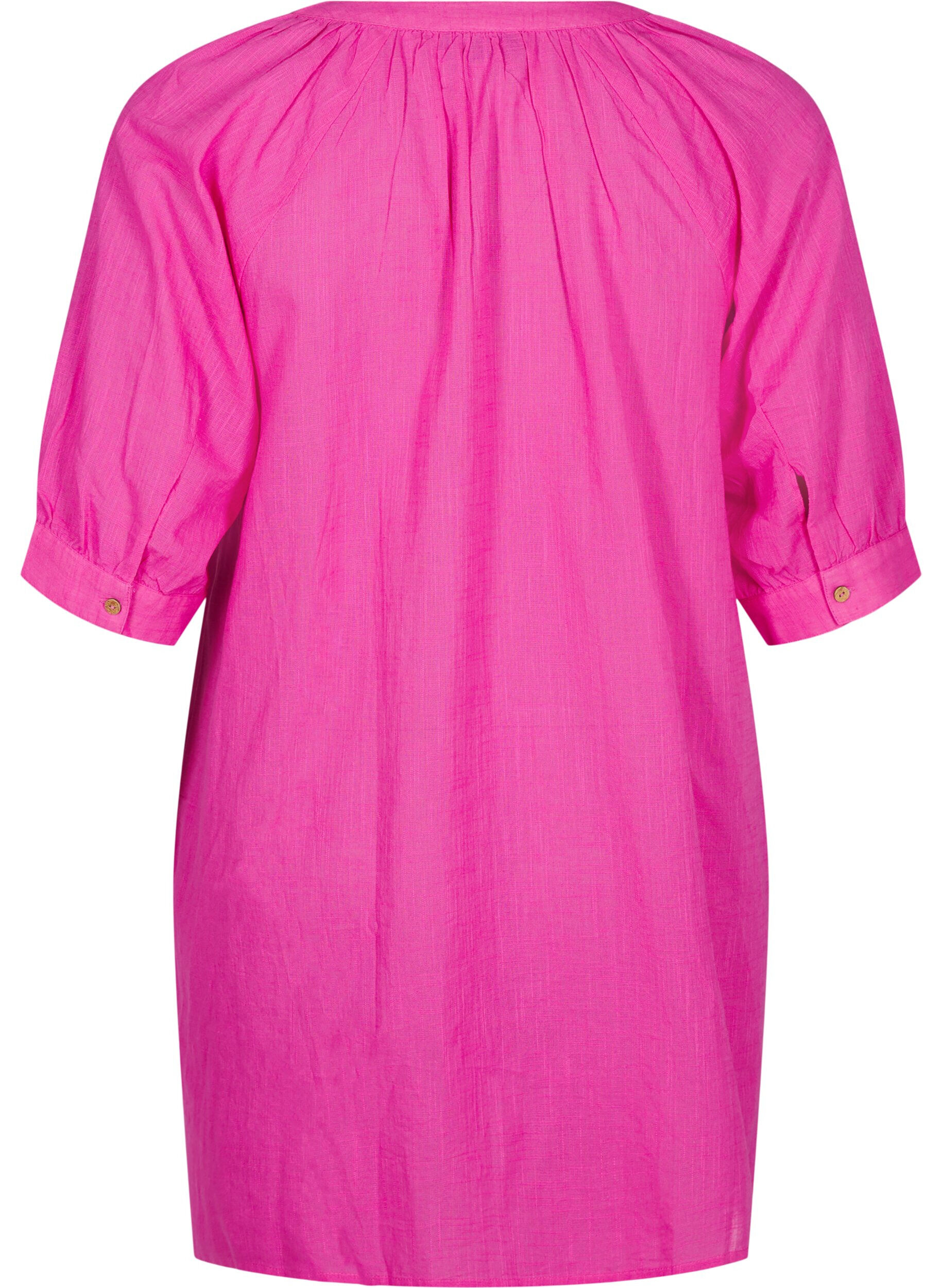 Zizzifashion Cotton tunic with a V-neck, Rose, Packshot image number 1