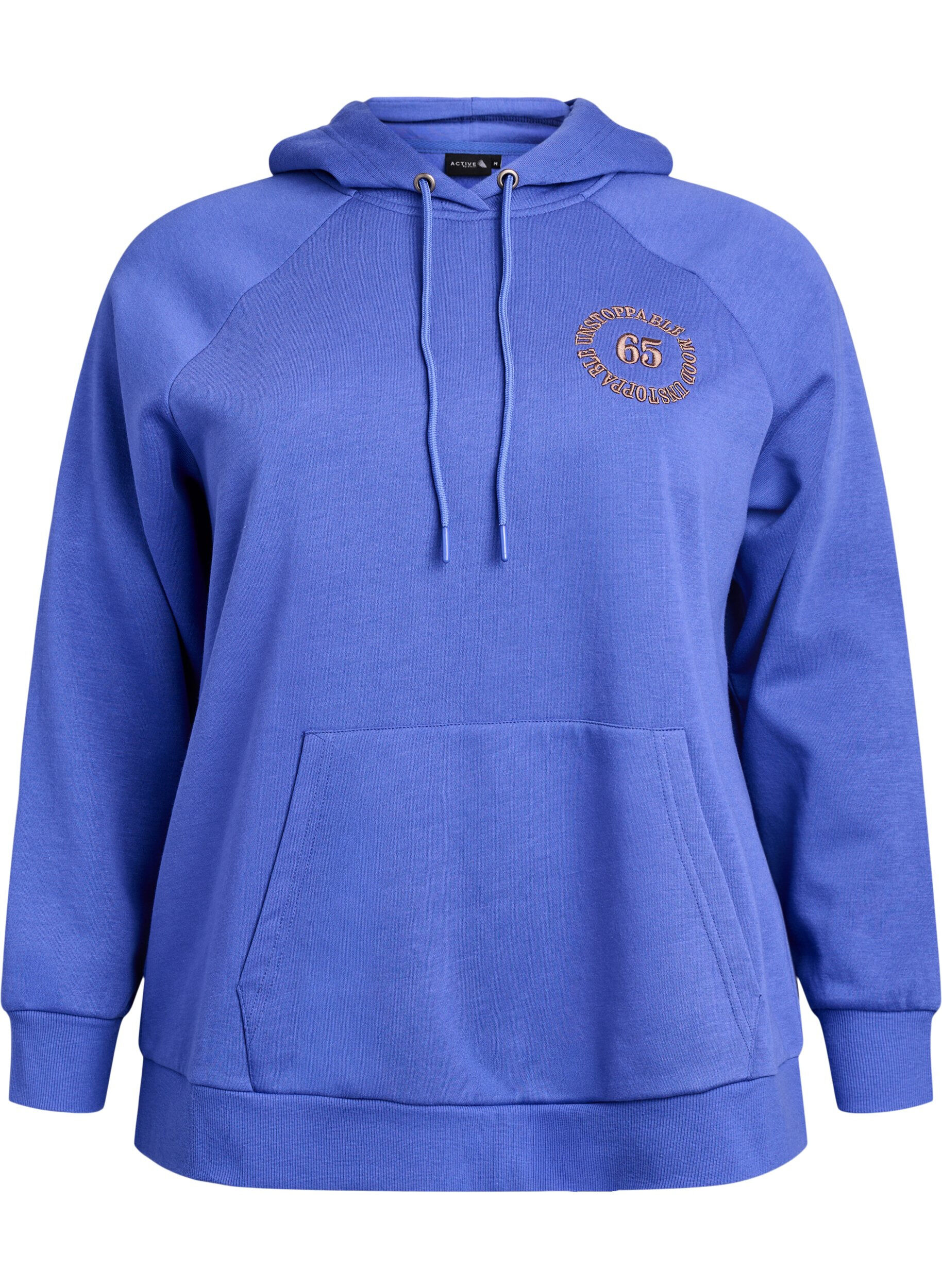 Zizzifashion Hoodie with embroidered front motif, Blue, Packshot image number 0
